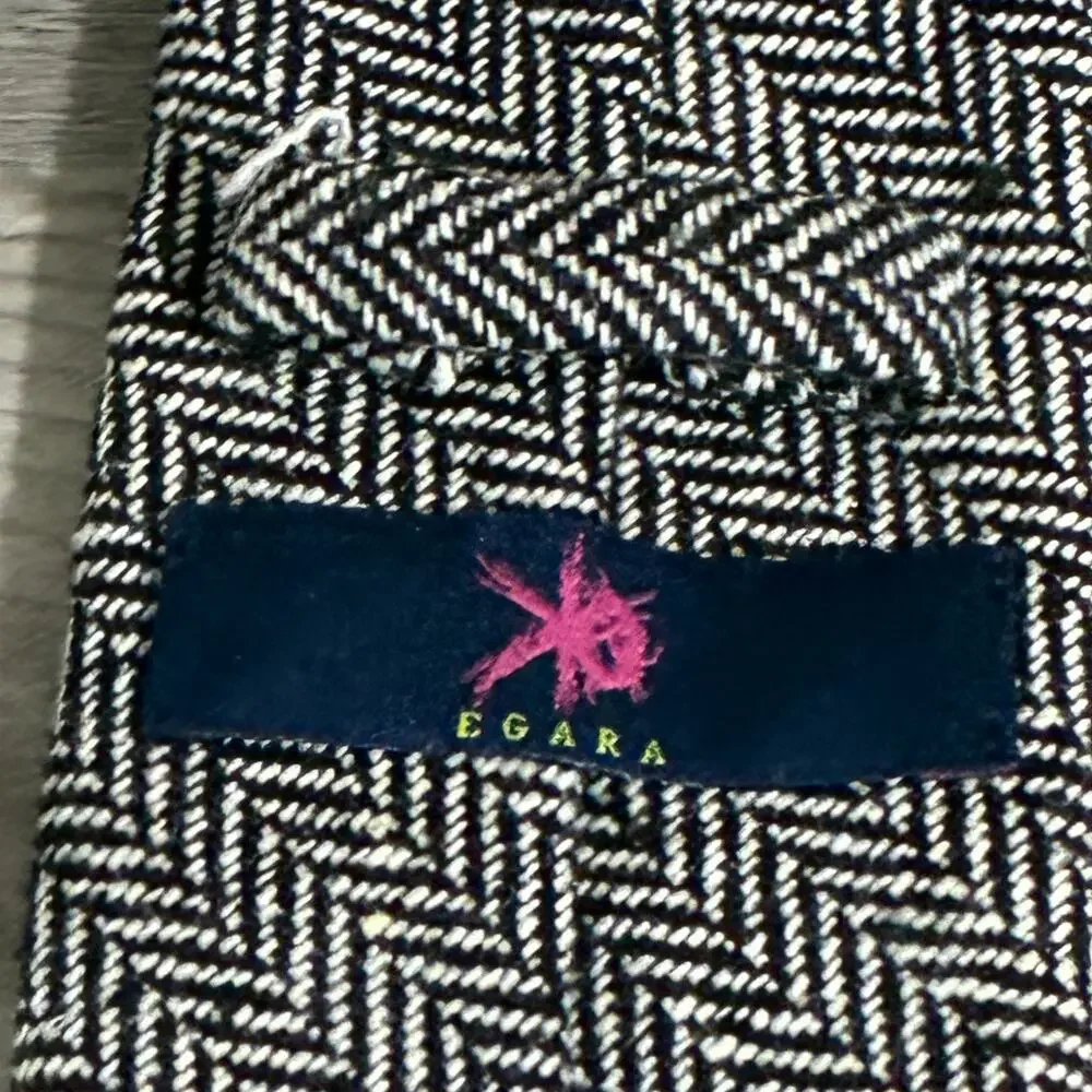 Egara Skinny Herringbone Wool Blend Tie Black White